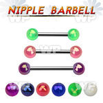 umq74s surgical steel nipple barbell 1 6mm 5mm ab coated acryli nipple piercing