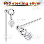 un1qje silver fishtail straight nose stud ball crystal