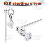 un1qmge silver fishtail straight nose stud ball claw set cz