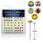 unbifs box w silver 925 un bent nose stud assorted cute logo sty belly piercing