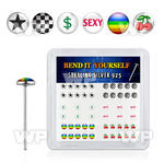 unbifz box w silver 925 un bent nose stud various logo designs belly piercing