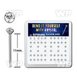 une06f box w silver 925 un bent nose stud 2mm clear round crysta nose piercing