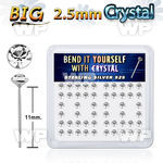 une96f box w silver 925 un bent nose stud big 2 5mm clear crysta nose piercing