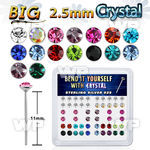 une9jf box w silver 925 un bent nose stud big 2 5mm crystal tops nose piercing