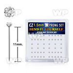 ung46 box w silver 925 un bent nose stud 1 5mm round clear pron belly piercing