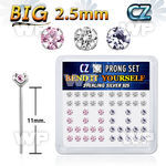 ung4jks box w silver 925 bend it nose studs big 2 5mm prong set nose piercing