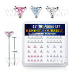 ung4rj box w silver 925 un bent nose stud 3mm triangle shaped belly piercing