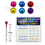 unjr4f box w silver 925 un bent nose stud 1 5mm color plated bal belly piercing