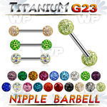 unpfr5 titanium g23 nipple barbell w 5mm multi crystal balls