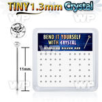 uny6f box w silver 925 bend it nose studs tiny 1 25mm clear nose piercing