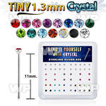 unyjf box w silver 925 bend it nose studs tiny 1 25mm crystal nose piercing