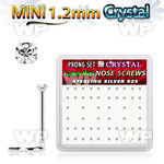uoms6f box silver nose scews w 1.2mm clear prong set crystals