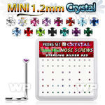 uomsjf box silver nose scews w 1.2mm color prong set crystals