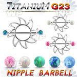 uonp103 sun shaped nipple shield titanium barbell 5mm opal balls