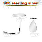 uoq1a 925 silver nose screw teardrop shaped top