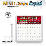 uos6f box silver nose scews w 1.2mm clear crystals