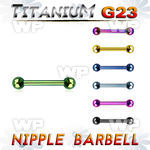 utbbnps titanium g23 anodized nipple barbell, 14g with 4mm balls