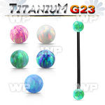 utinop5 anodized titanium g23 industrial barbell w 5mm opal ball