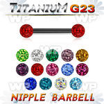 utnpfr5 anodized titanium nipple barbell w multi crystal balls