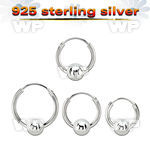 vbcr14m 925 silver ball closure earrings (1.6mm) with 5mm ball