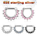 vsepc14 925 silver septum clicker 1.6mm small prong set cz stone