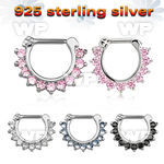 vsepc16 925 silver septum clicker 1.2mm small prong set cz stone