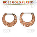 vsepfr14 silver septum clicker w real rose gold plating 14g