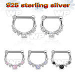 vsepl14 high hanging 925 silver septum clicker 1.2mm w 5cz stone