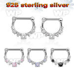 vsepl16 high hanging 925 silver septum clicker 1.6mm w 5cz stone