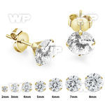 w3rga gold pvd plated finish steel claw set ear studs cz