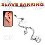 wa1b0 steel fake slave helix clip chain dangling dolphin cz belly piercing