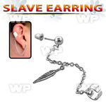 wa1bek steel fake slave helix clip chain dangling long feather belly piercing