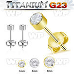 wa4ga titanium ear studs cz bezel set one pair