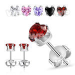 wagxrj steel ear studs claw set heart color cz one pair