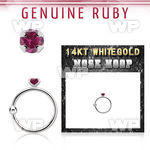 whge5 14kt white gold nose hoop w 2mm prong set ruby stone