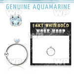 whge8 14kt white gold nose hoop w 2mm prong set aquamarine