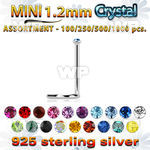wholesale silver nose screw bulk w 1.2mm crystal top