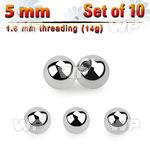 xbal5 pack of 10 pcs of 5mm high polished 316l steel balls