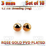 xbtt3s set of 3mm rose gold plated steel balls thread 1.2mm
