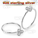 xmr3q silver seamless nose ring triple balls top