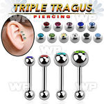 xwf16 316l steel triple tragus piercing 1 2mm 3mm lower ball tragus piercing