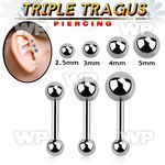 xwf74 316l steel triple tragus piercing 1 2mm 3mm lower ball tragus piercing