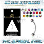 zbne2c eo gas sterilized piercing surgical steel eyebrow banana 3mm balls