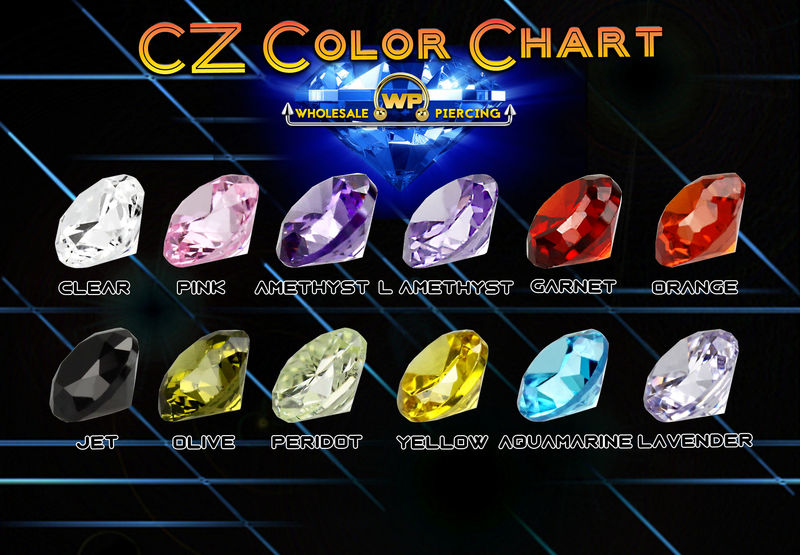 Wholesale Piercing CZ Color Chart